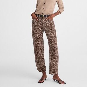 NWT Madewell Dated Barrel Leg Jeans in Leopard Dark Mocha